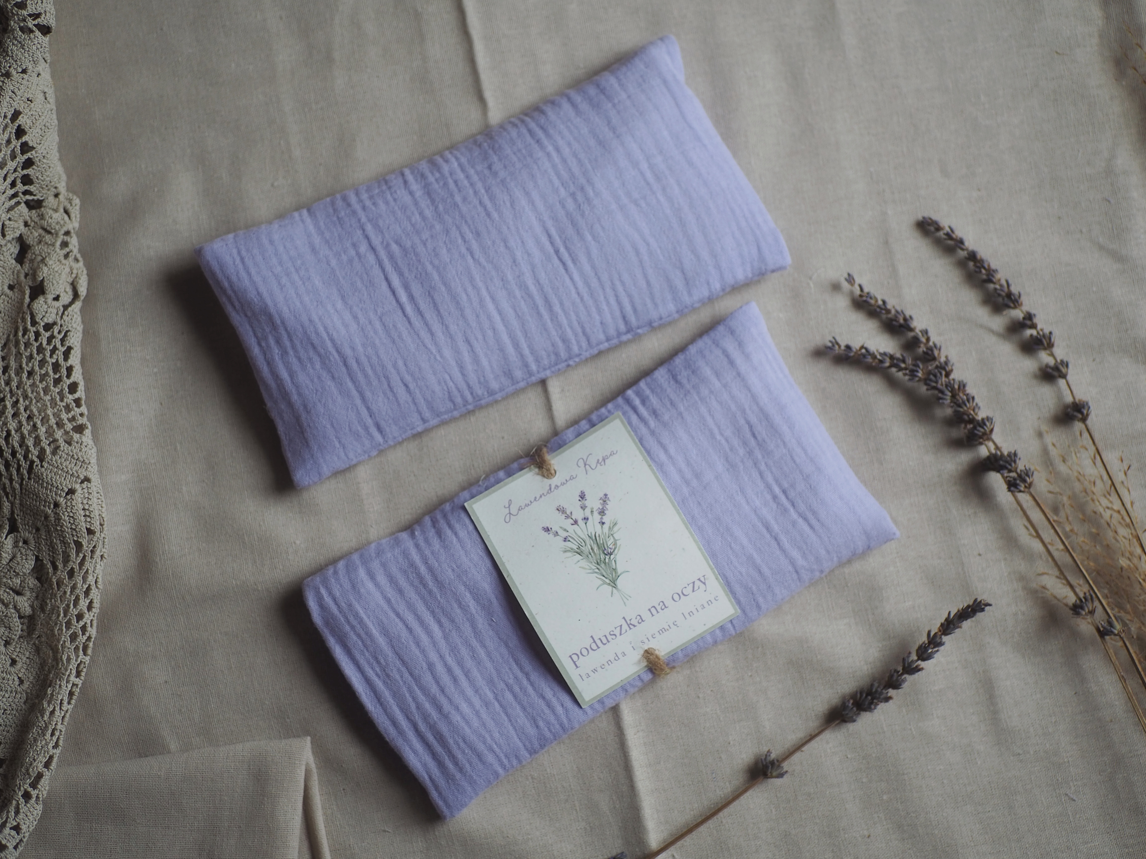 Poduszka na oczy z lawendą i siemieniem lnianym (fioletowa)