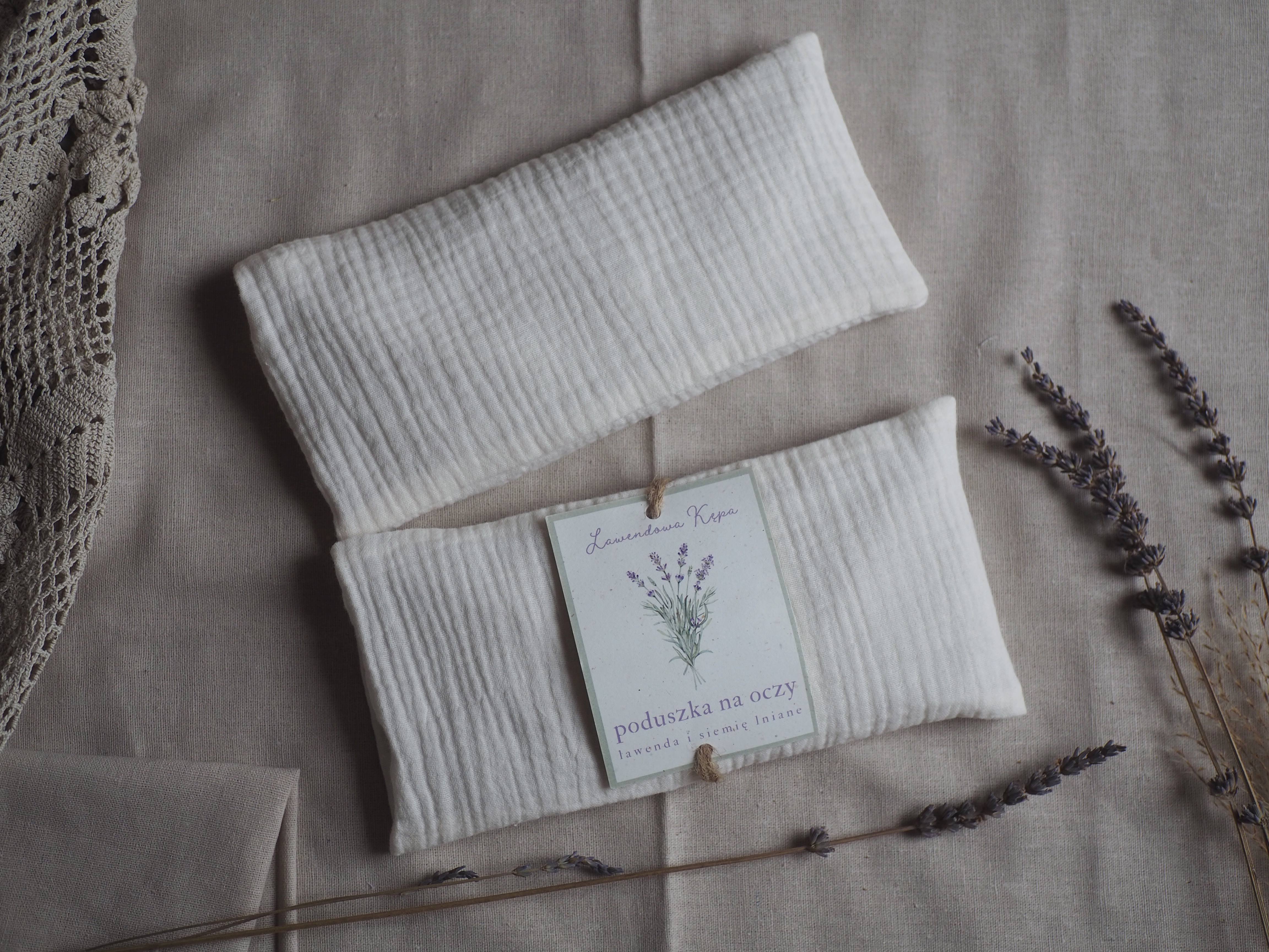 Poduszka na oczy z lawendą i siemieniem lnianym (kremowa)