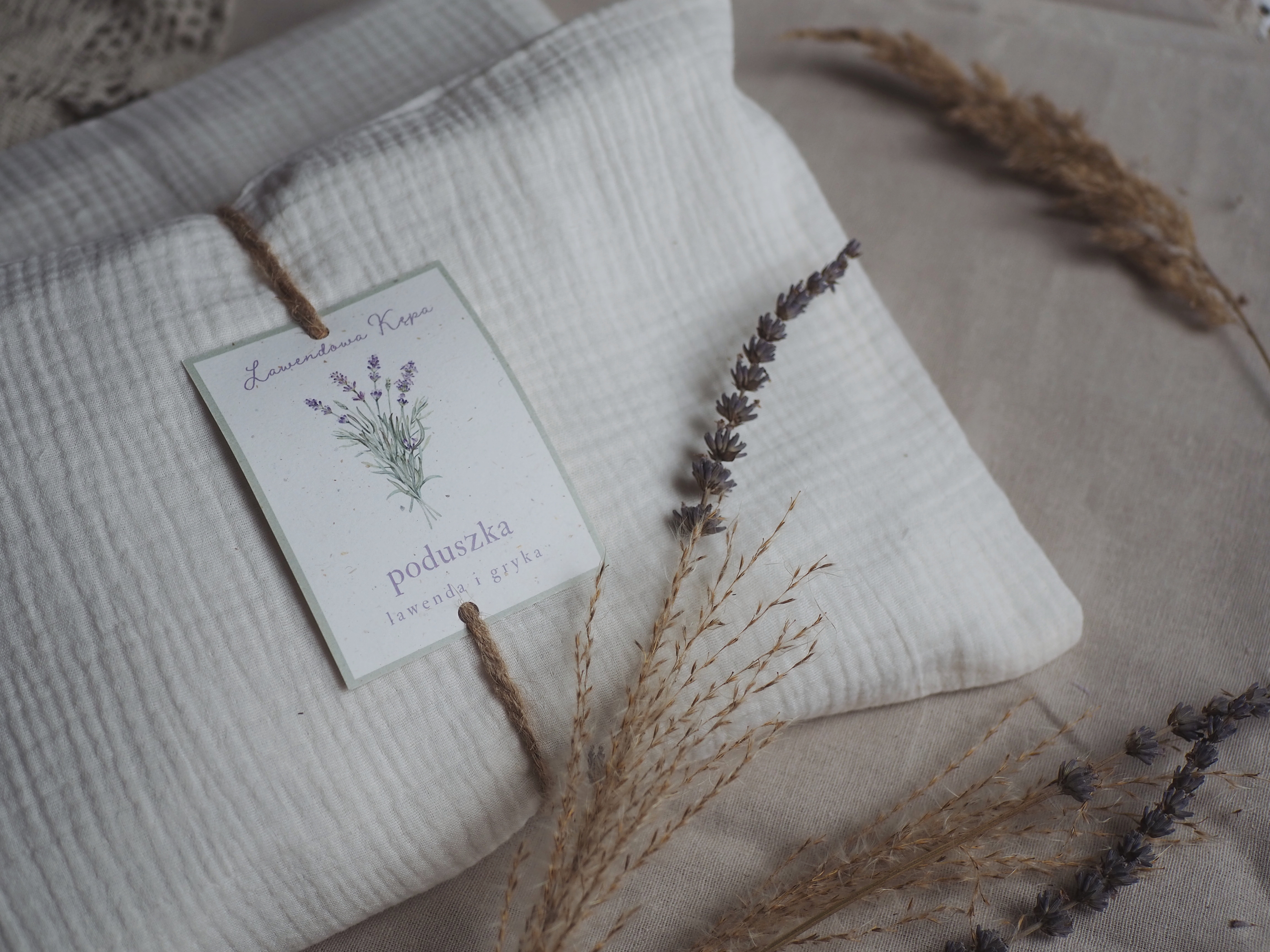 Poduszka pod głowę z lawendą i gryką (kremowa)