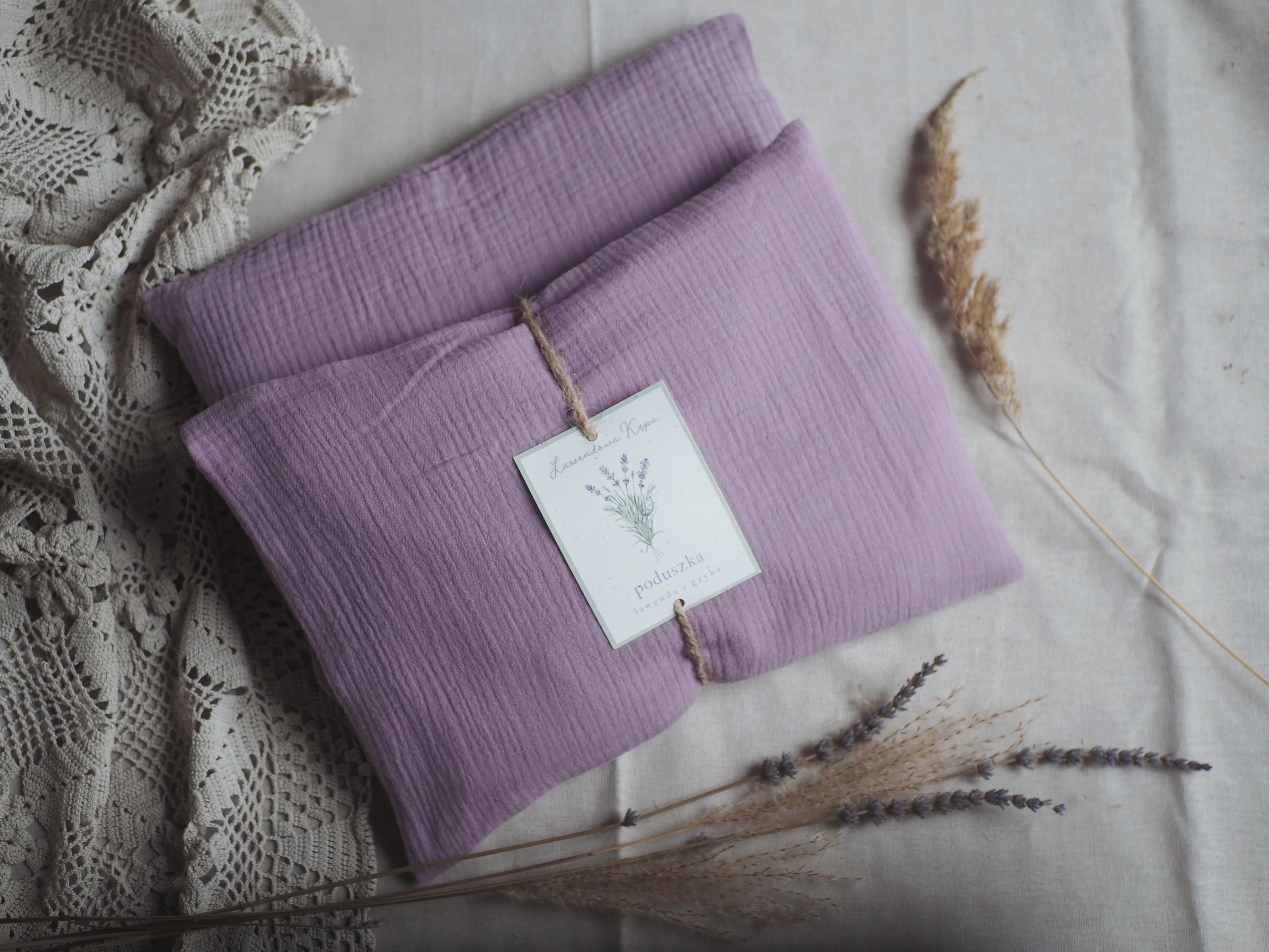Poduszka pod głowę z lawendą i gryką (wrzosowa)