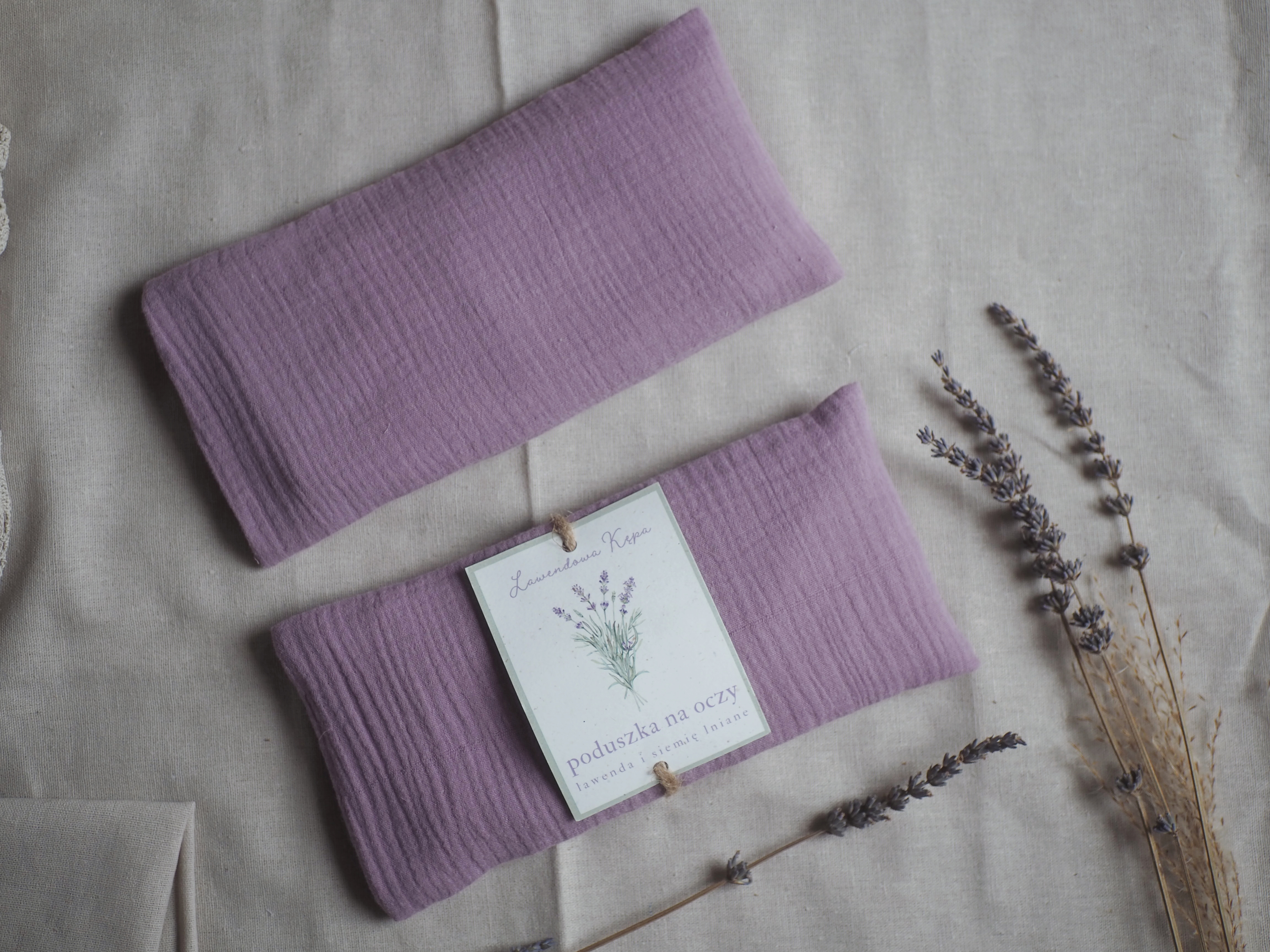 Poduszka na oczy z lawendą i siemieniem lnianym (wrzosowa)