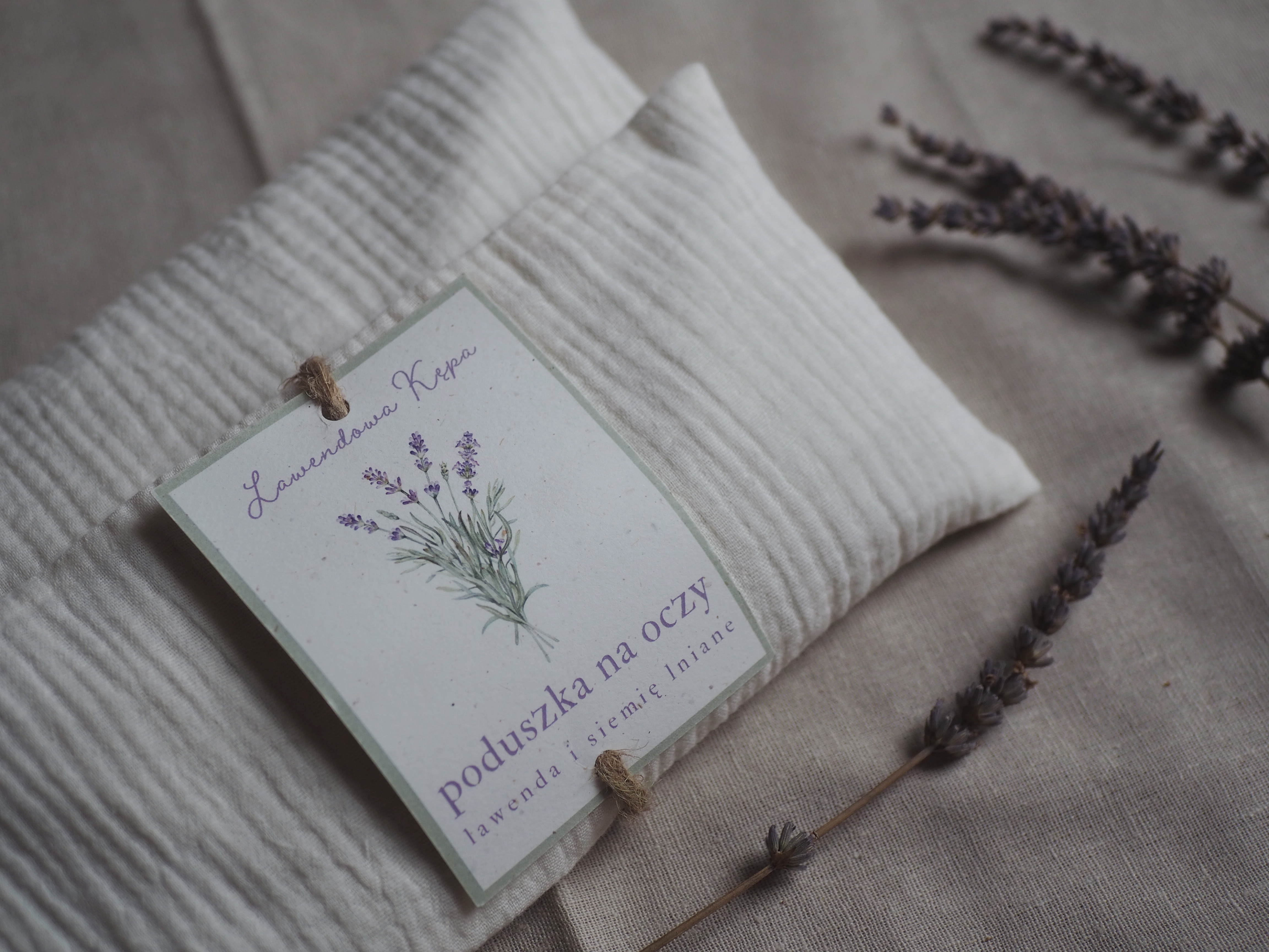 Poduszka na oczy z lawendą i siemieniem lnianym (kremowa)