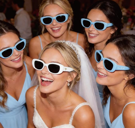 10 Pcs Bride Squad Retro Rectangle Sunglasses