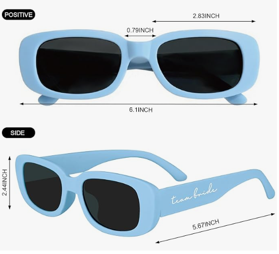 10 Pcs Bride Squad Retro Rectangle Sunglasses