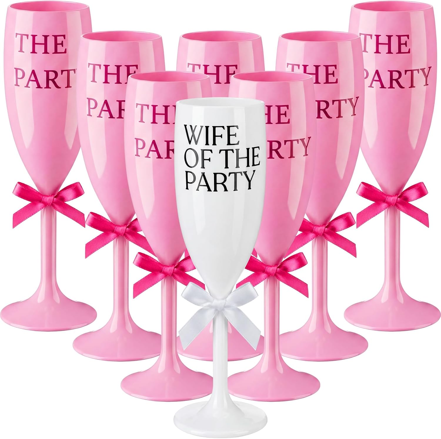 8 Pcs Wife of the Party Champagne Flute Acrylic Glasses