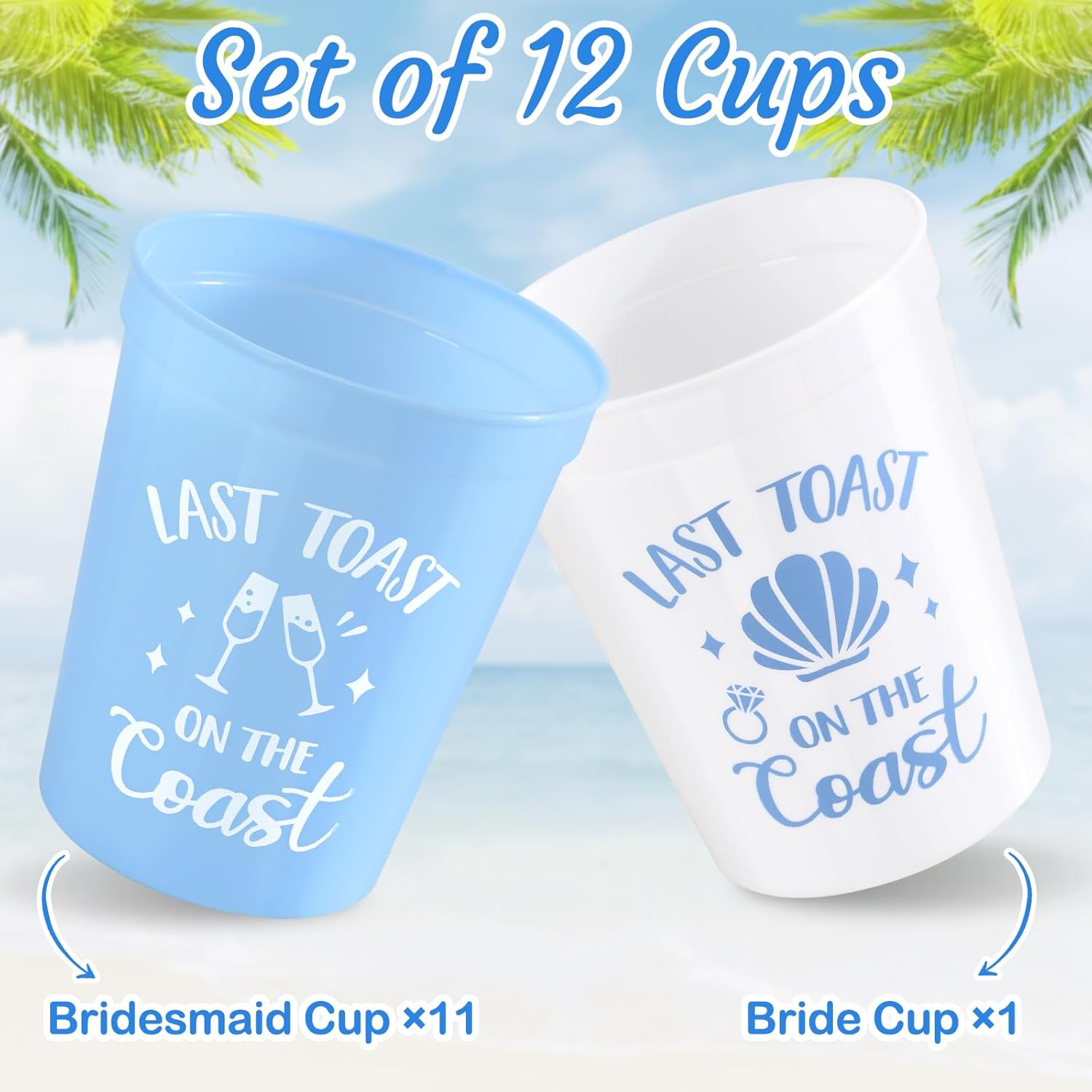 Last Toast On The Coasts 12PCS Costal Stadium Cups