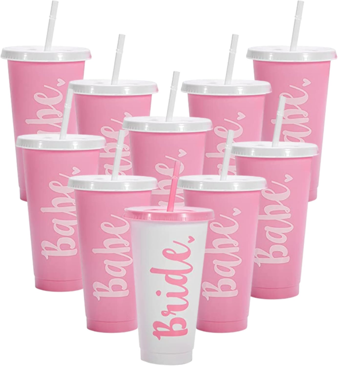 Bride & Babe Bachelorette Party Cups – 10 Pack with Lids