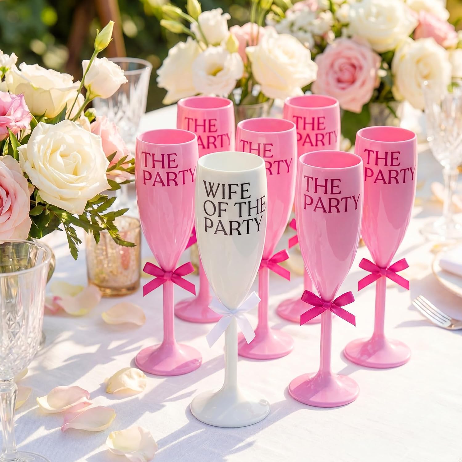 8 Pcs Wife of the Party Champagne Flute Acrylic Glasses