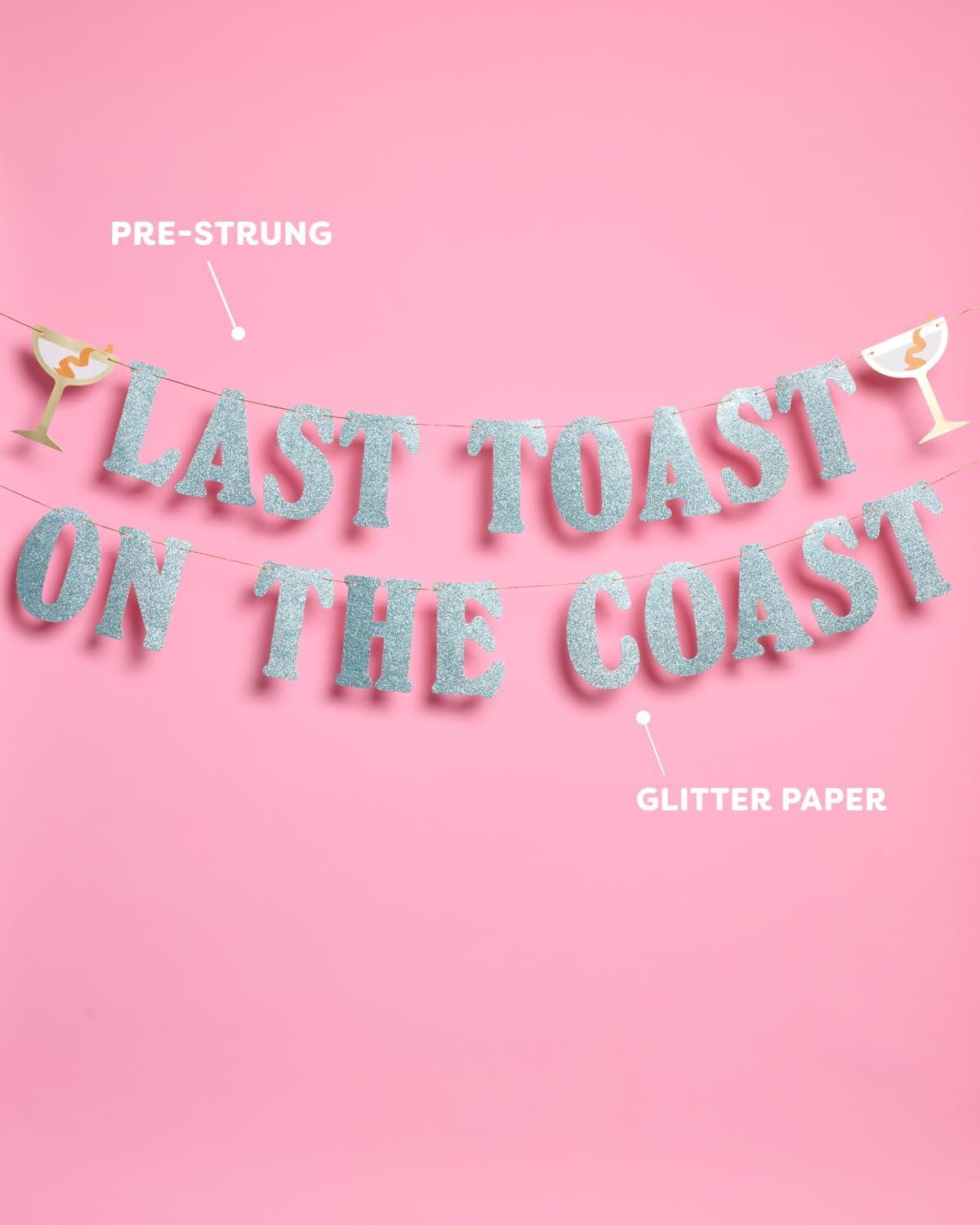 Last Toast on the Coast Blue Glitter Banner
