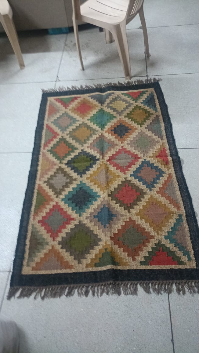 Wool &jute  durrie ,floor mat 4×6