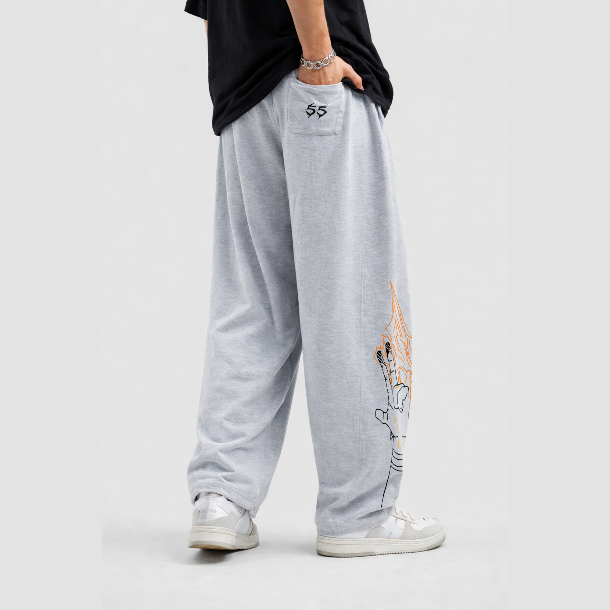 SUKUNA FLAME TROUSERS WHITE