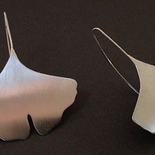 Boucles d'oreilles feuille Ginkgo en argent