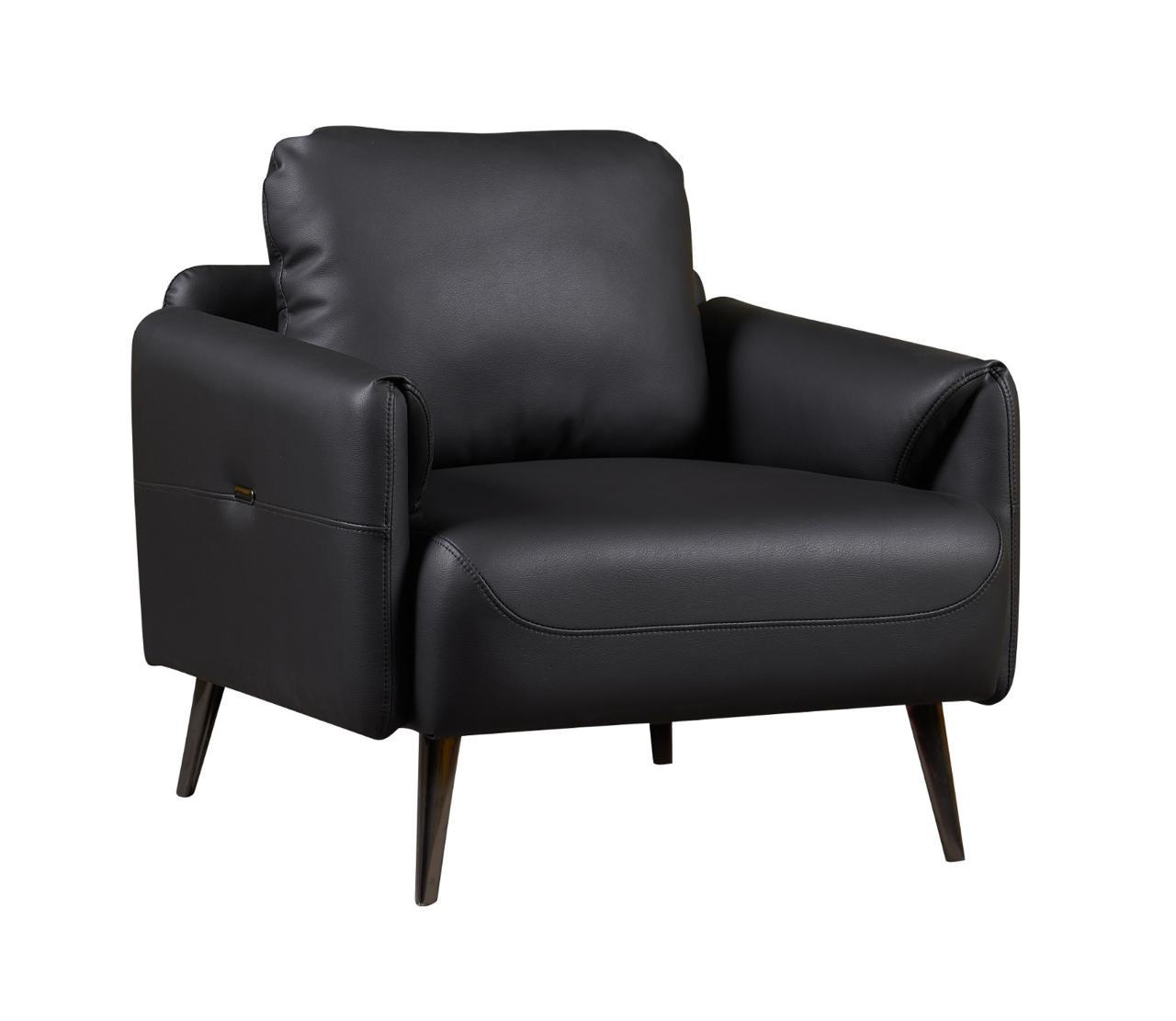 Modern Black Leather Armchair
