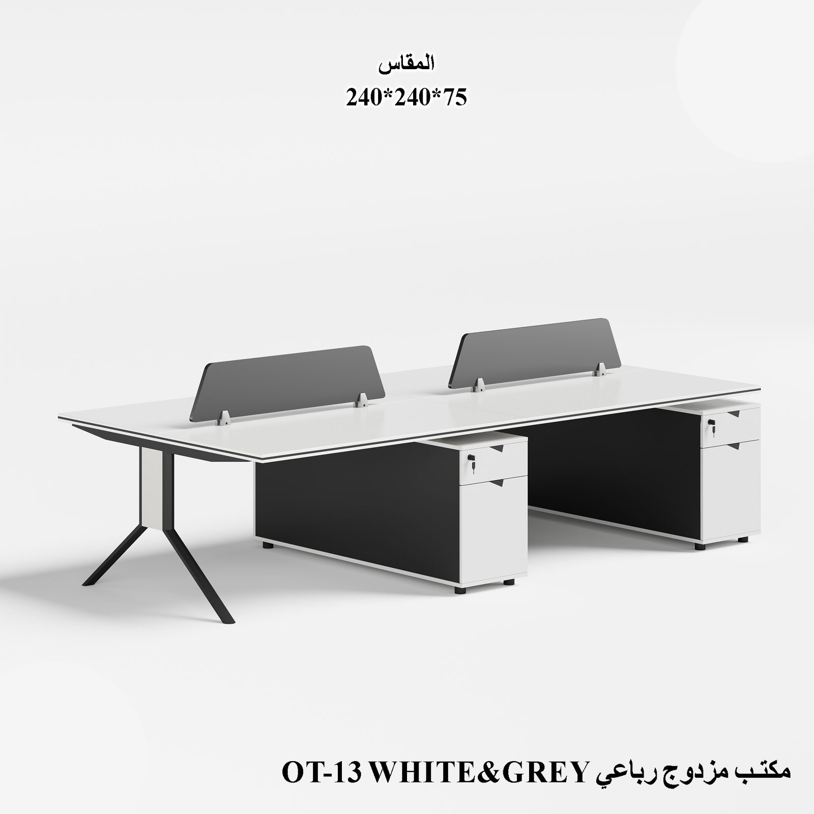 OT-13 White & Grey Workstation Desk
