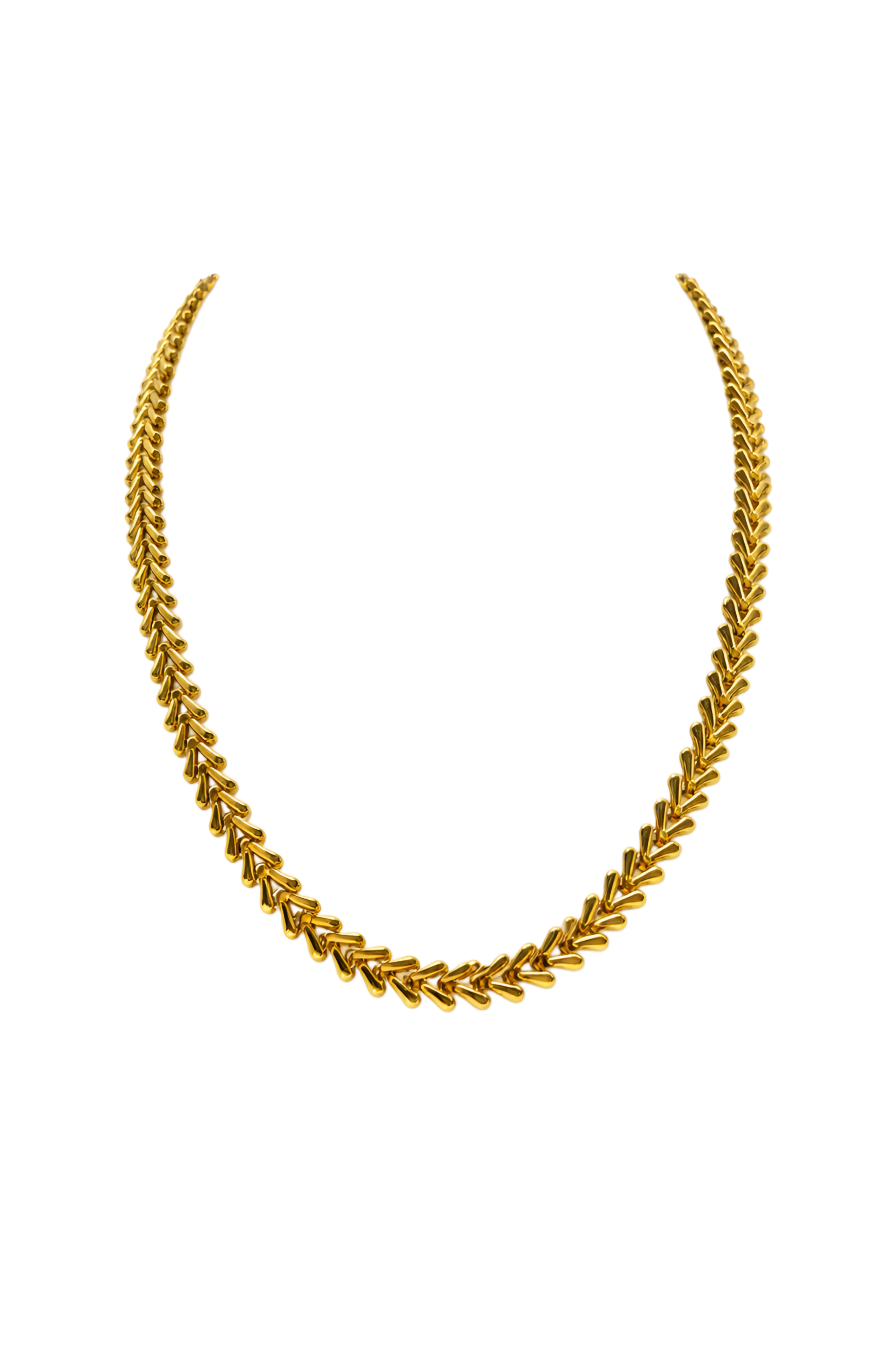 Gold herringbone chain necklace