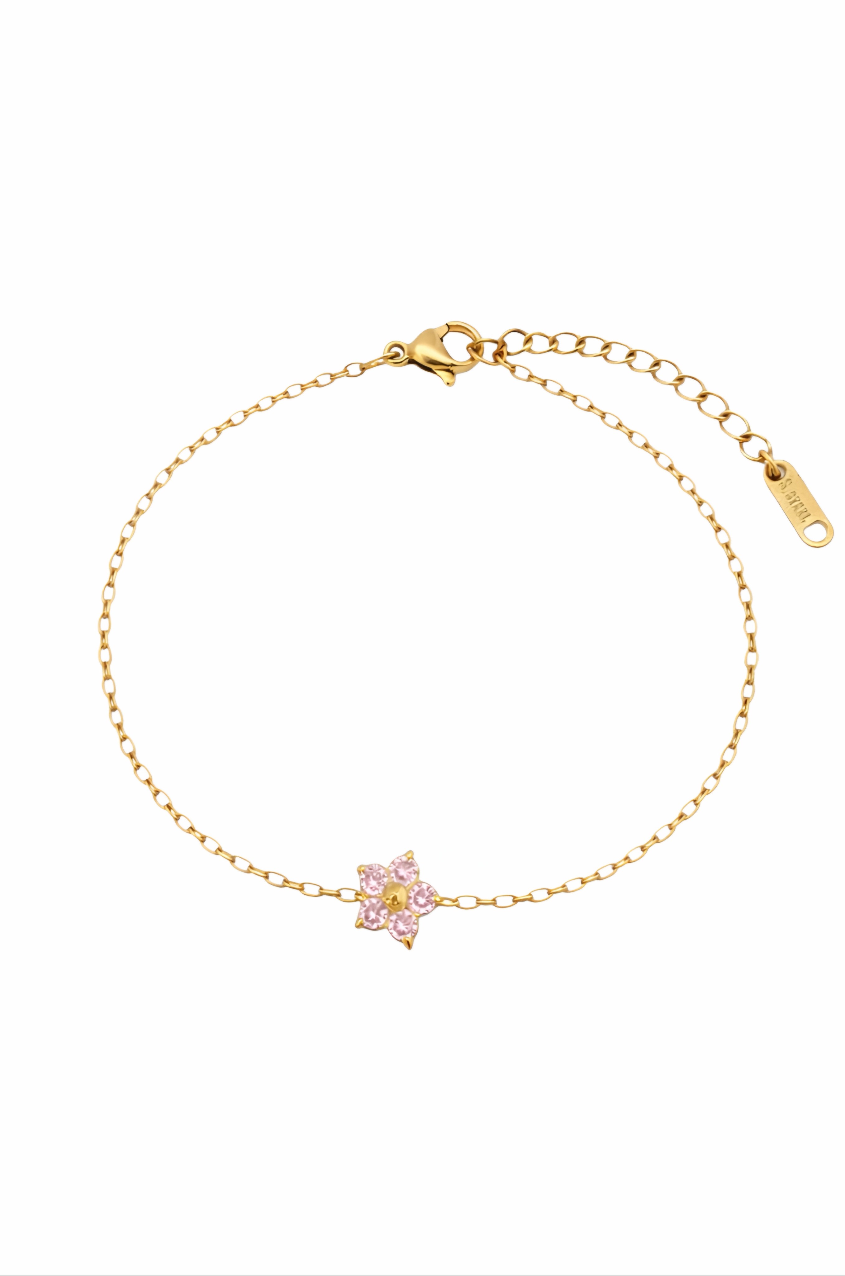 Bracelet with purple crystal flower