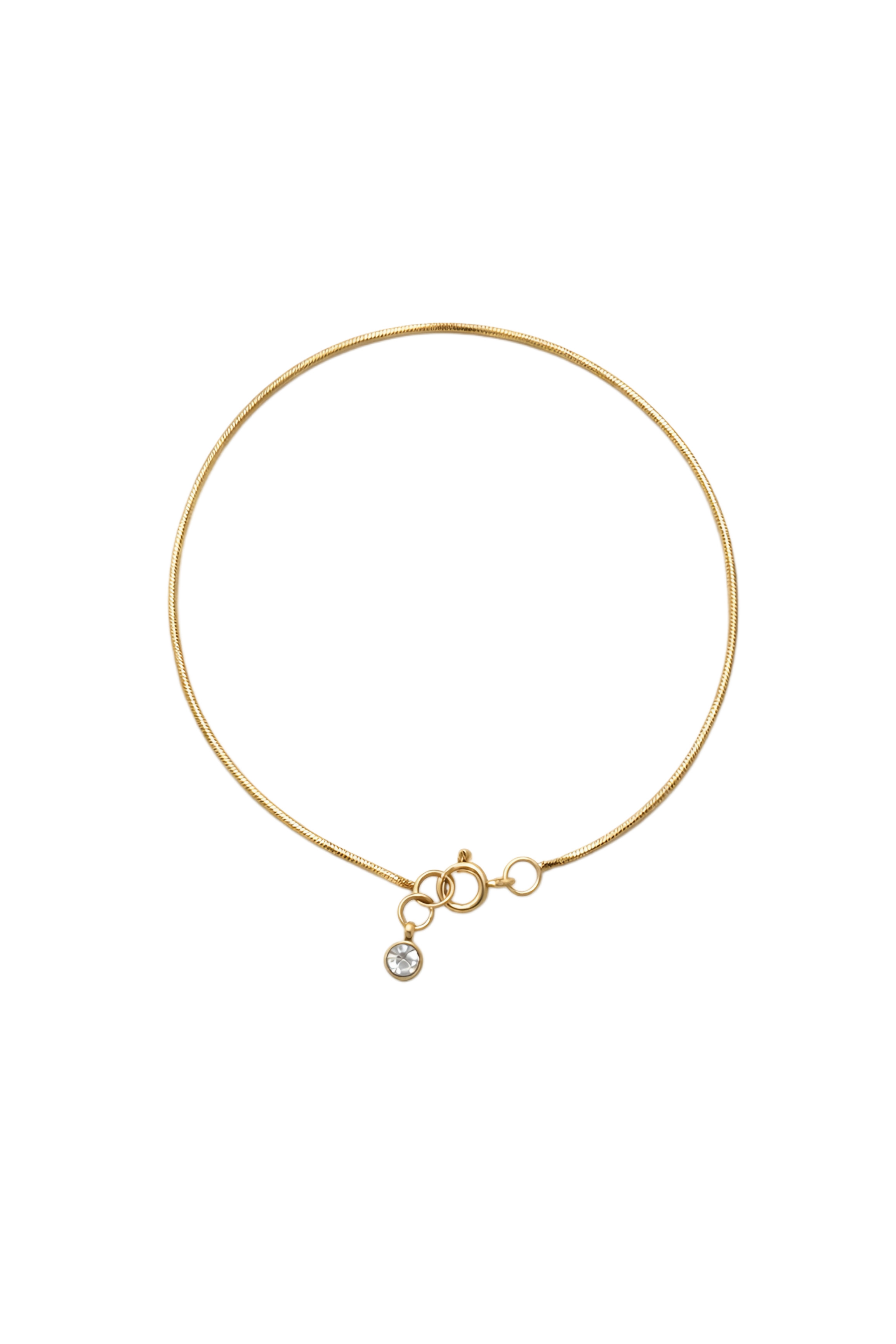 Round snake chain bracelet with a crystal