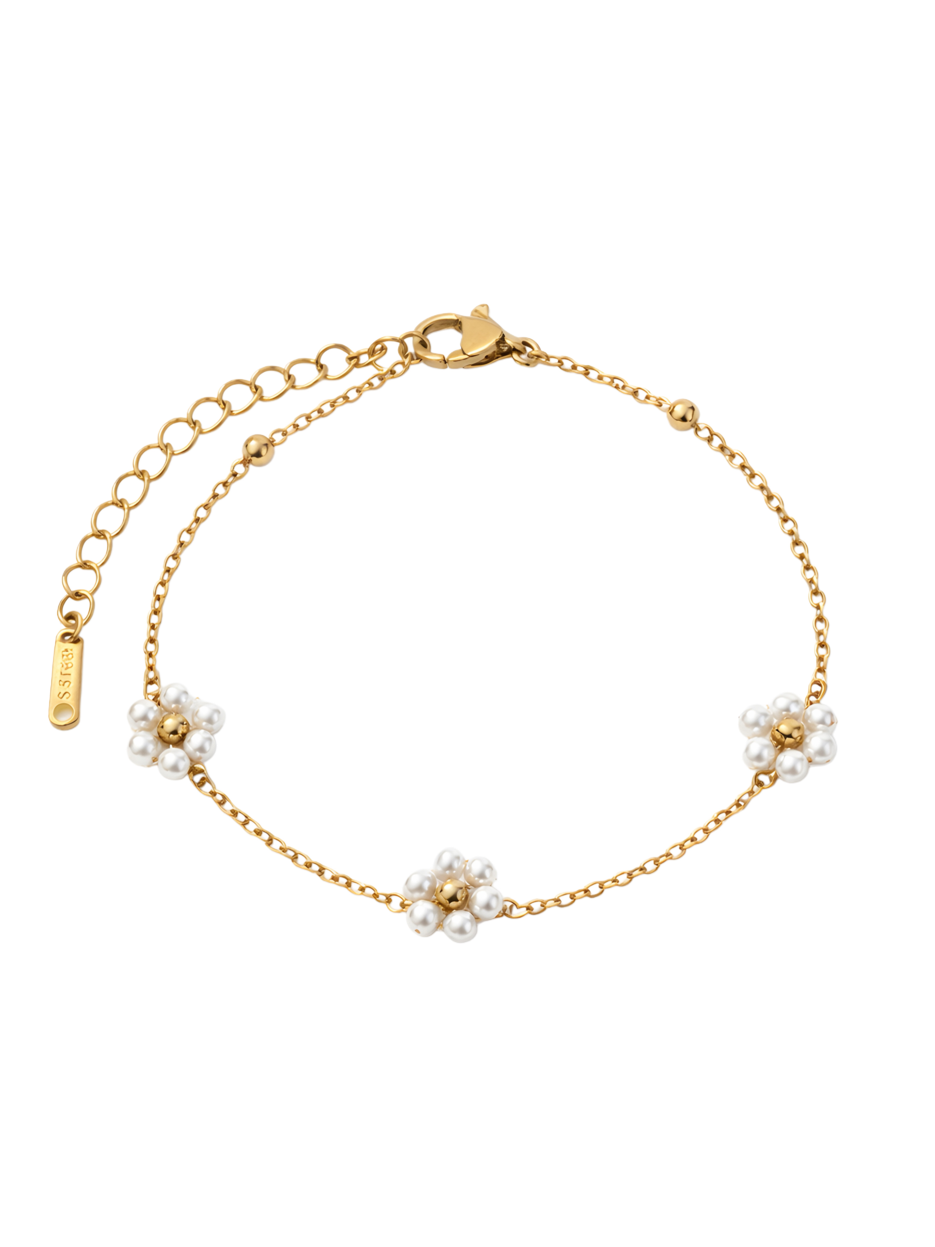 Bracelet with pearl flowers