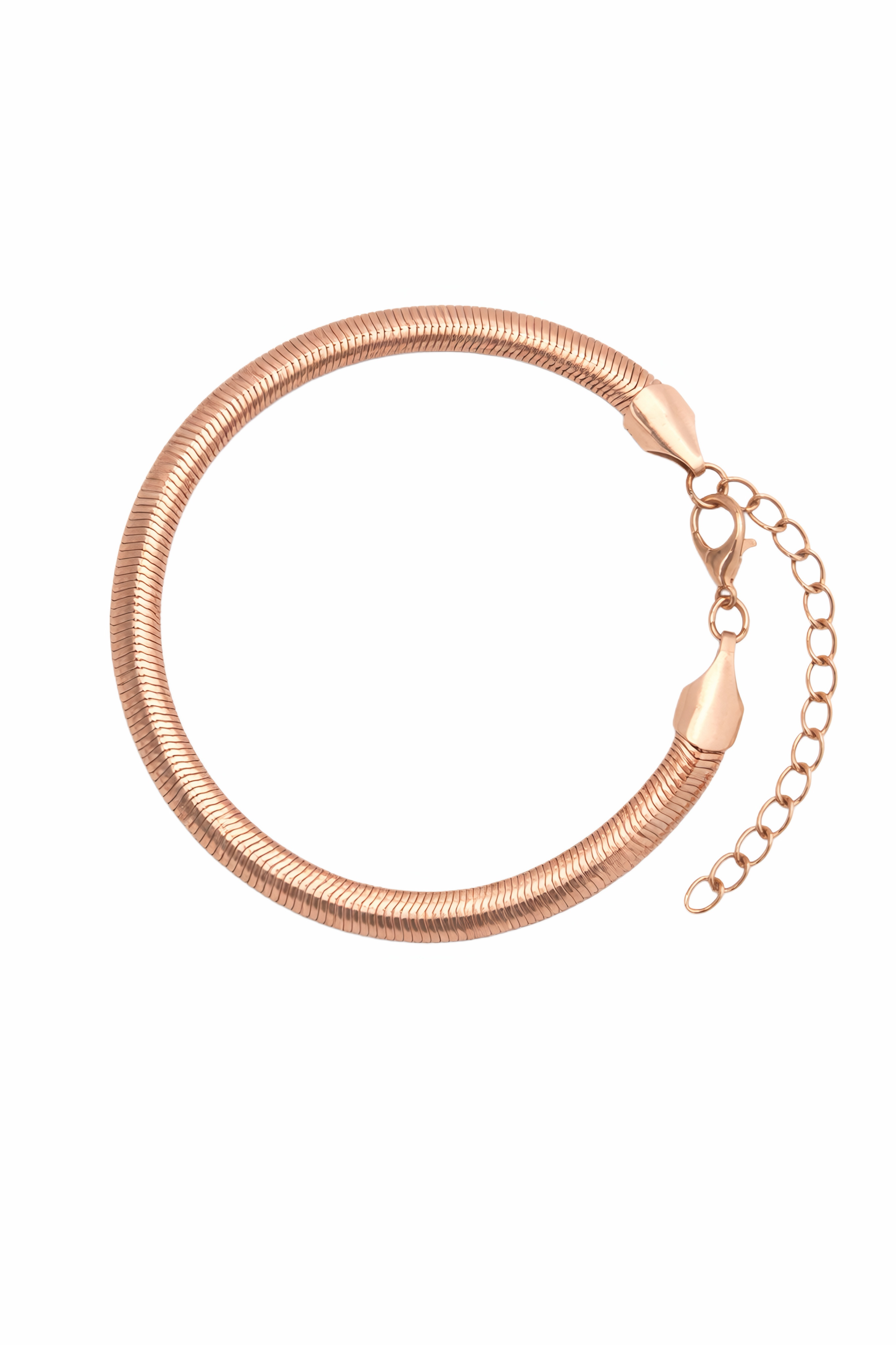 Wide flat snake chain bracelet