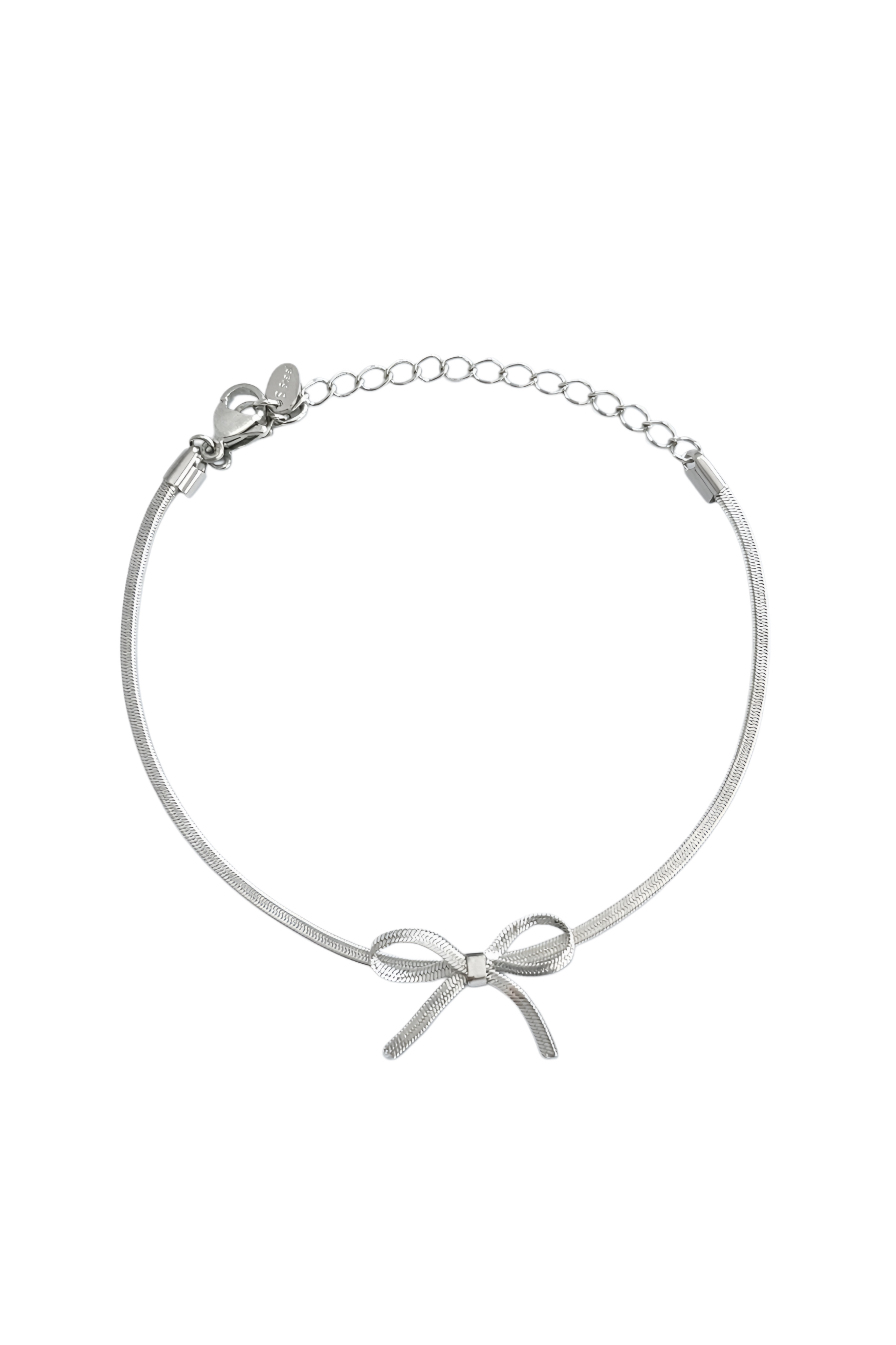 Flat snake chain btacelet with a bow