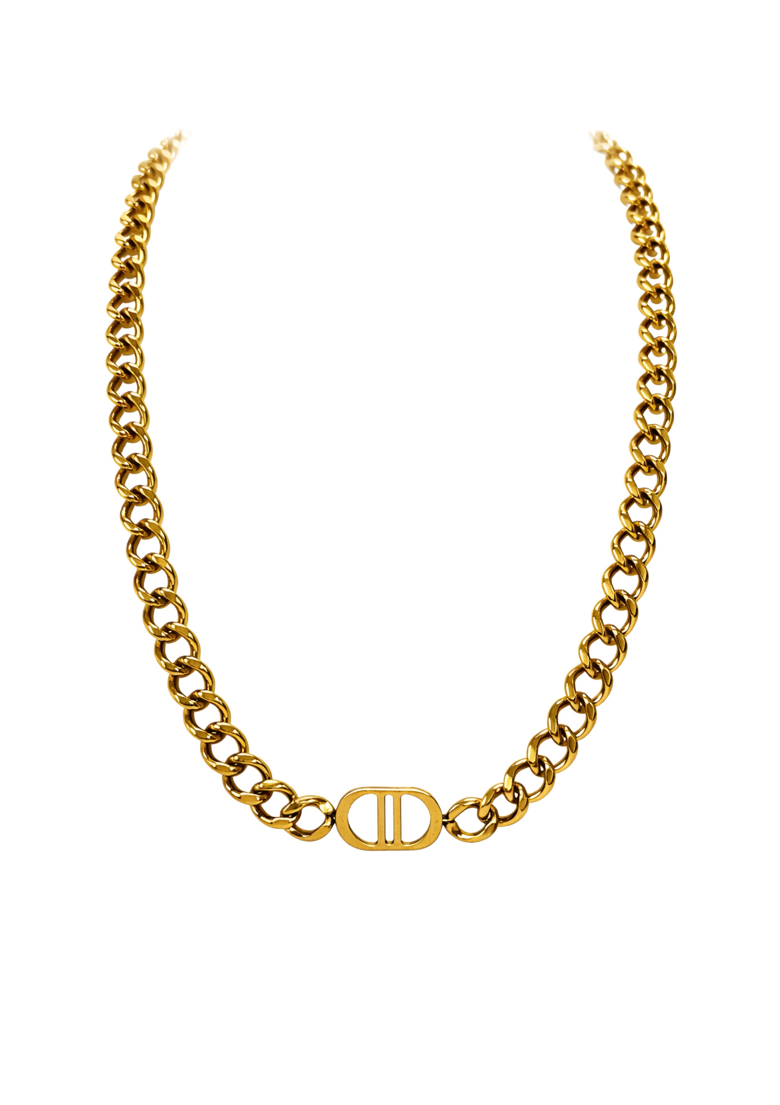 Gold chunky curb chain necklace