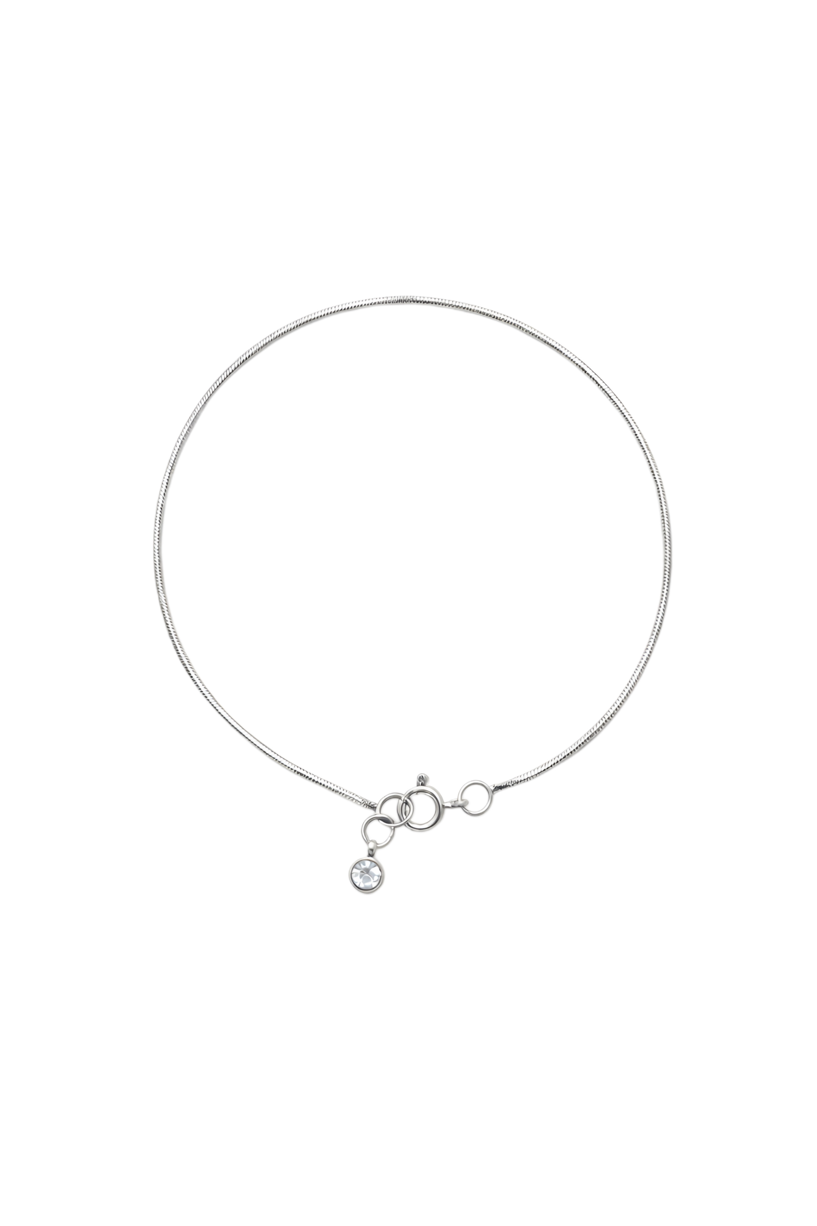 Round snake chain bracelet with a crystal