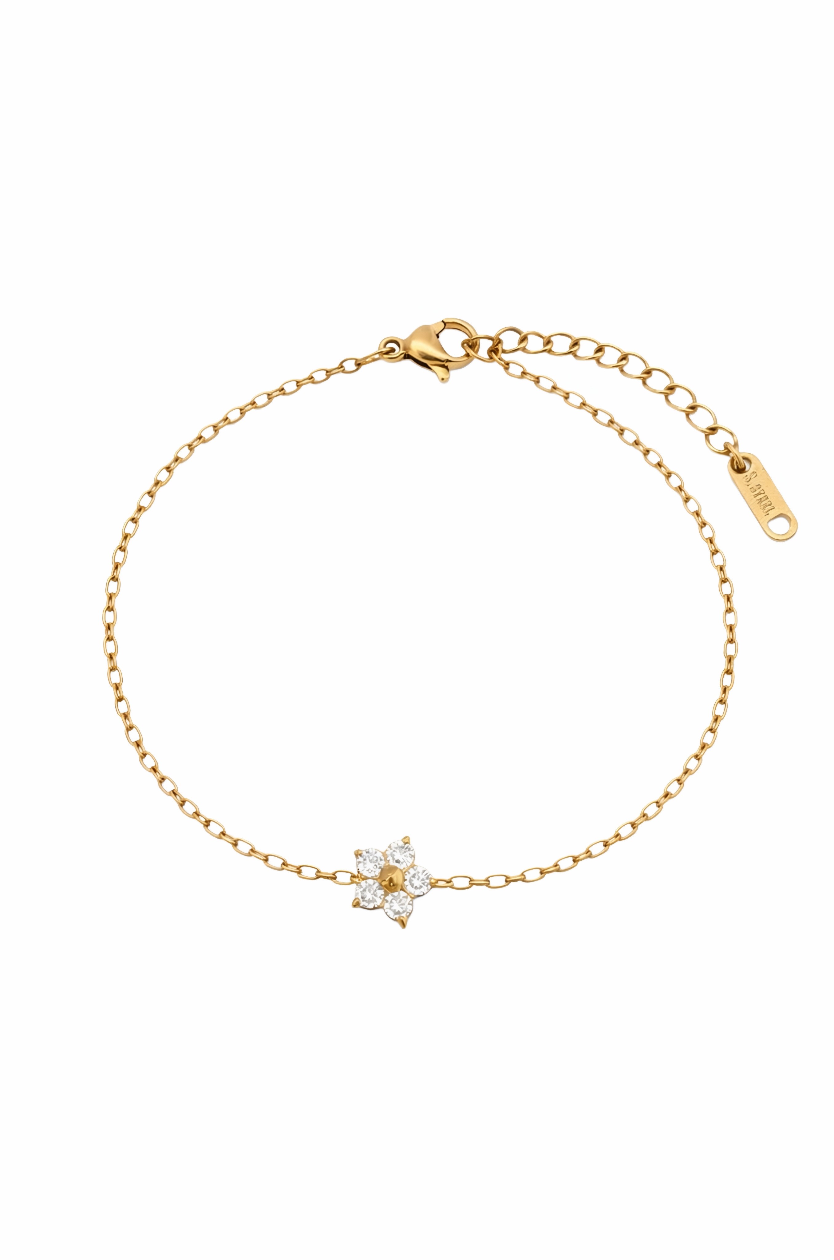 Bracelet with white crystal flower