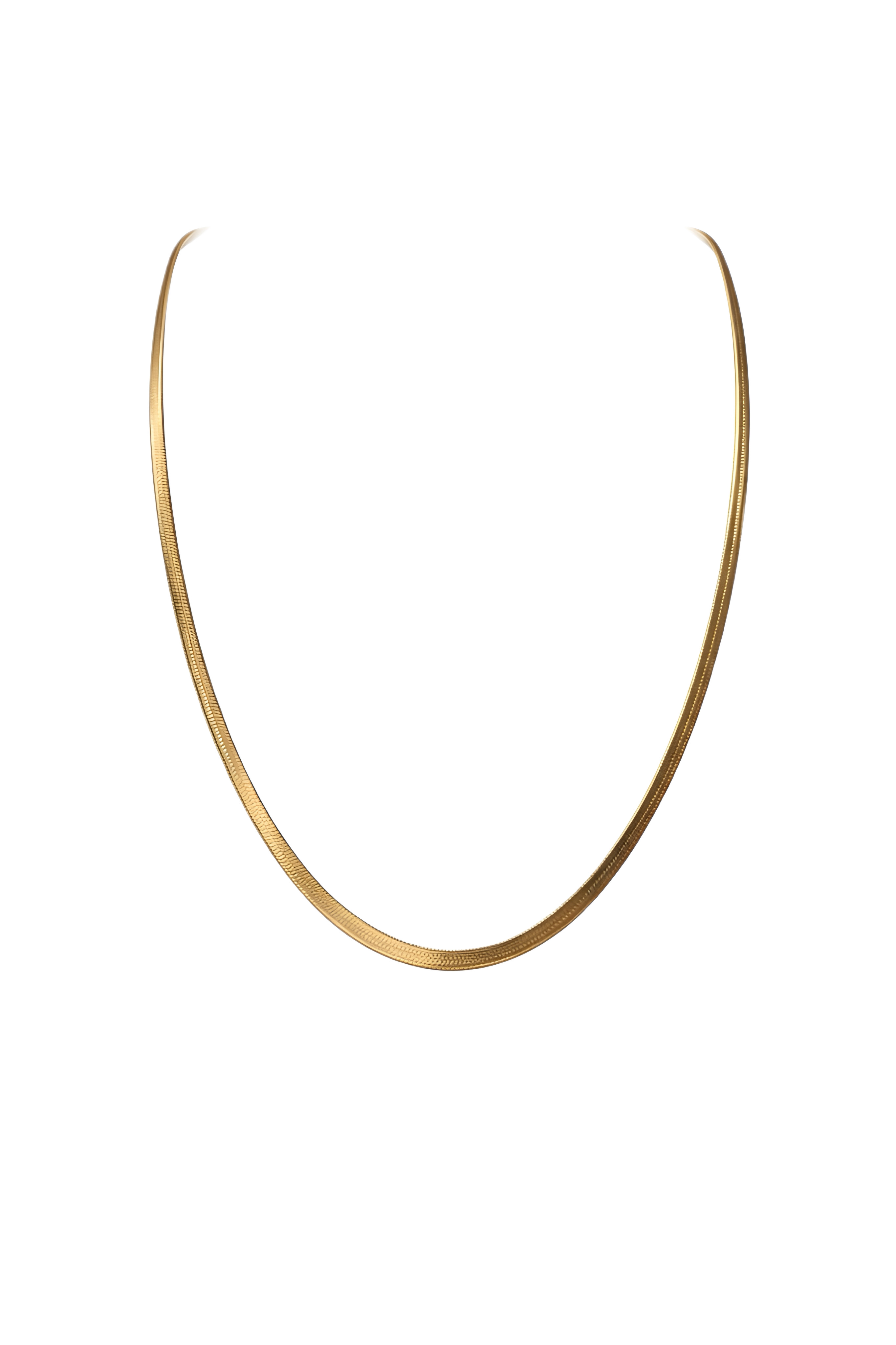 Gold flat snake chain necklace