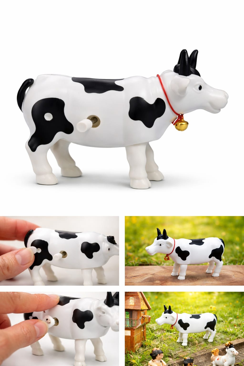 Wind Up Moving Cow Toy | Walking Cow with Bell | Traditional Cow Toy for Kids & New Home Decoration