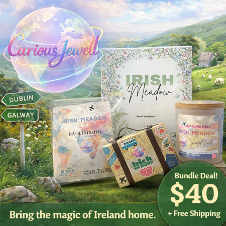 Irish Meadow Bundle | Candle, Coloring Book, Bath Infusion, Destination Bar