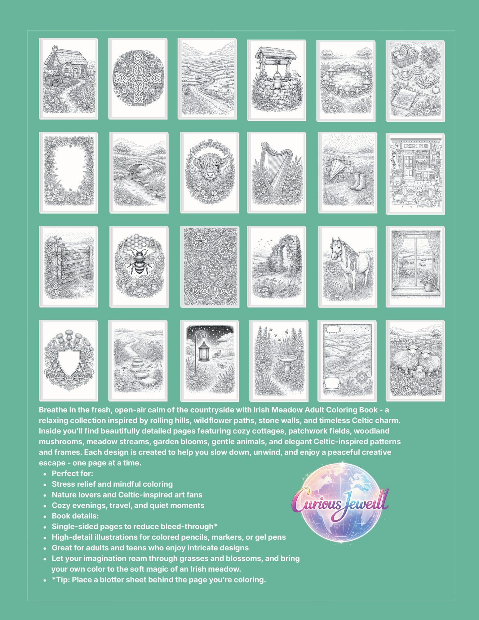 Irish Meadow Destination Coloring Book