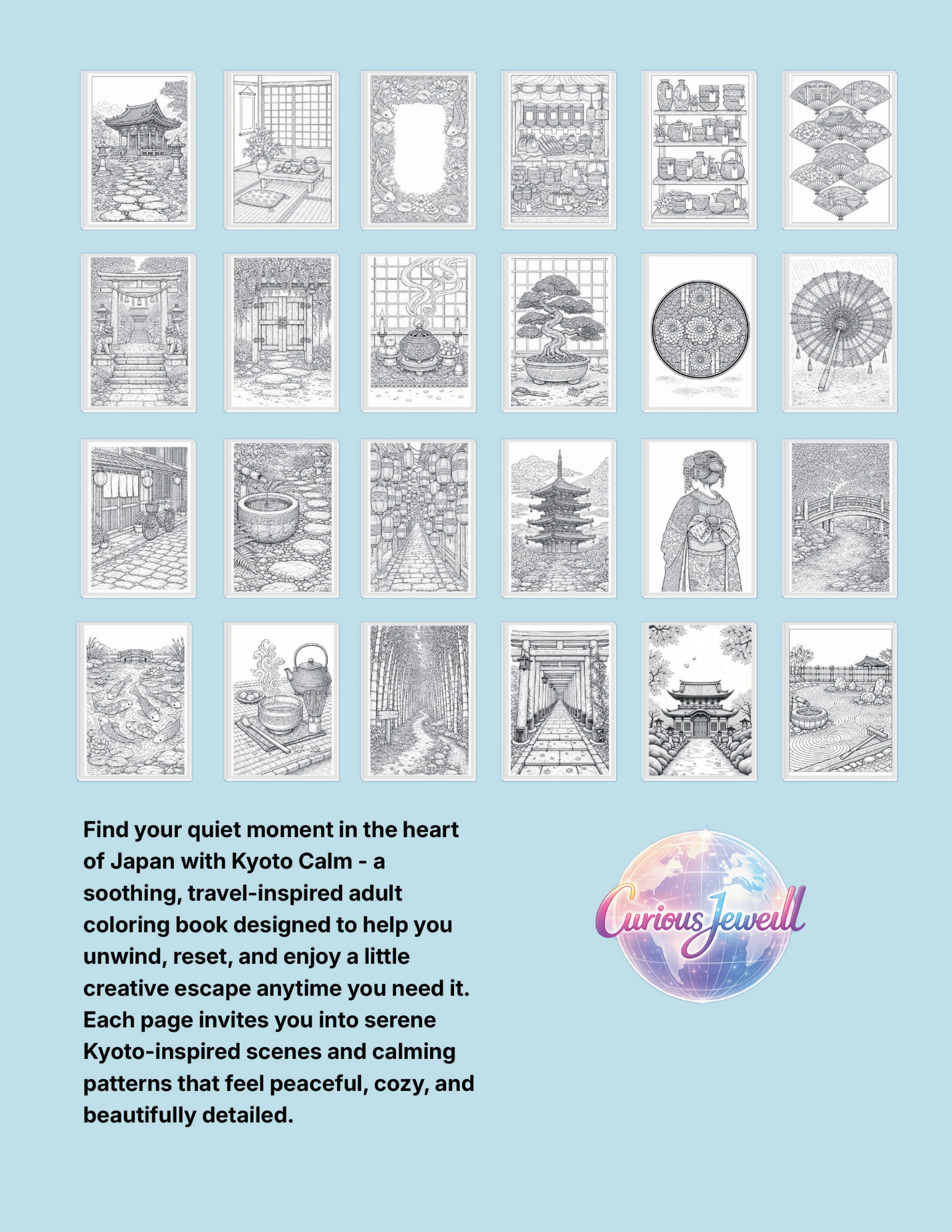 Kyoto Calm Destination Coloring Book