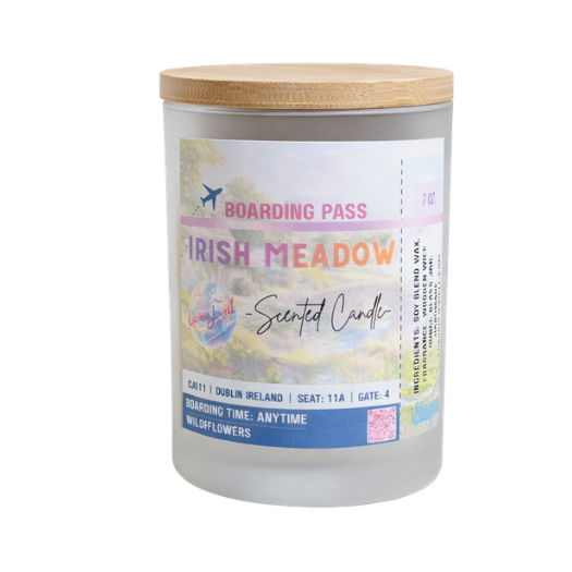 Irish Meadow — 7 oz Soy Blend Wax Candle (Frosted Glass + Bamboo Wood Lid)
