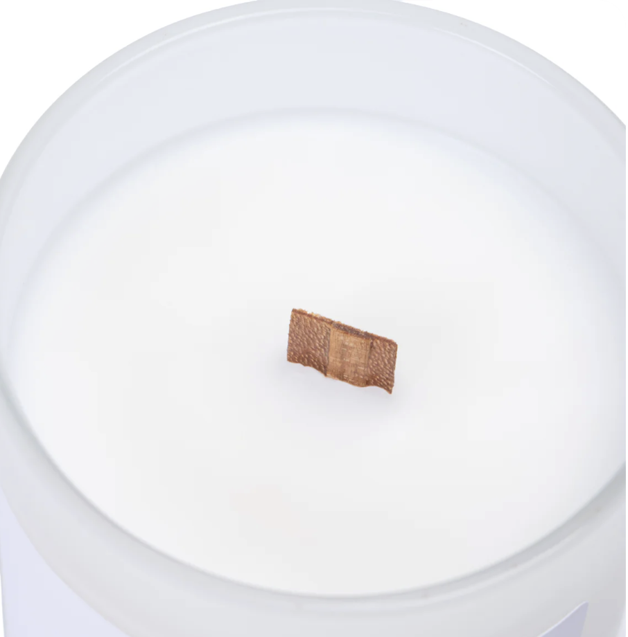 Bali Breeze - 7 oz. Soy Blend Wax Candle (Frosted Glass + Bamboo Wood Lid)