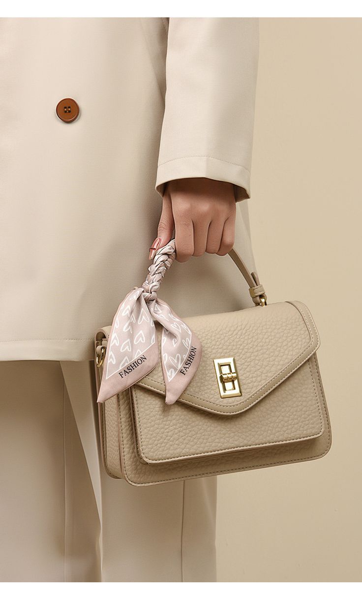 Beige Textured Handbag