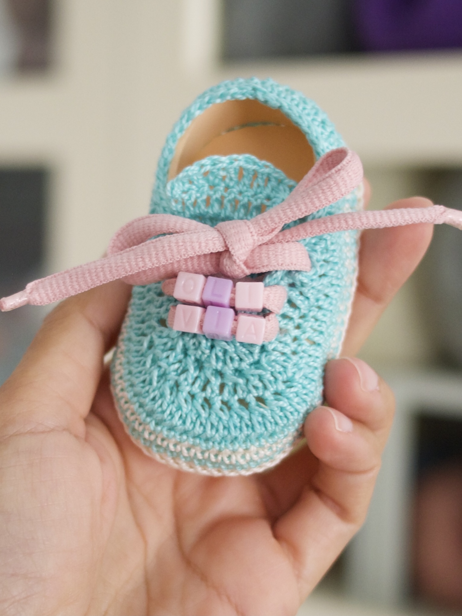 Zapatillas de crochet personalizadas nombre - Bebés 0 - 3 meses