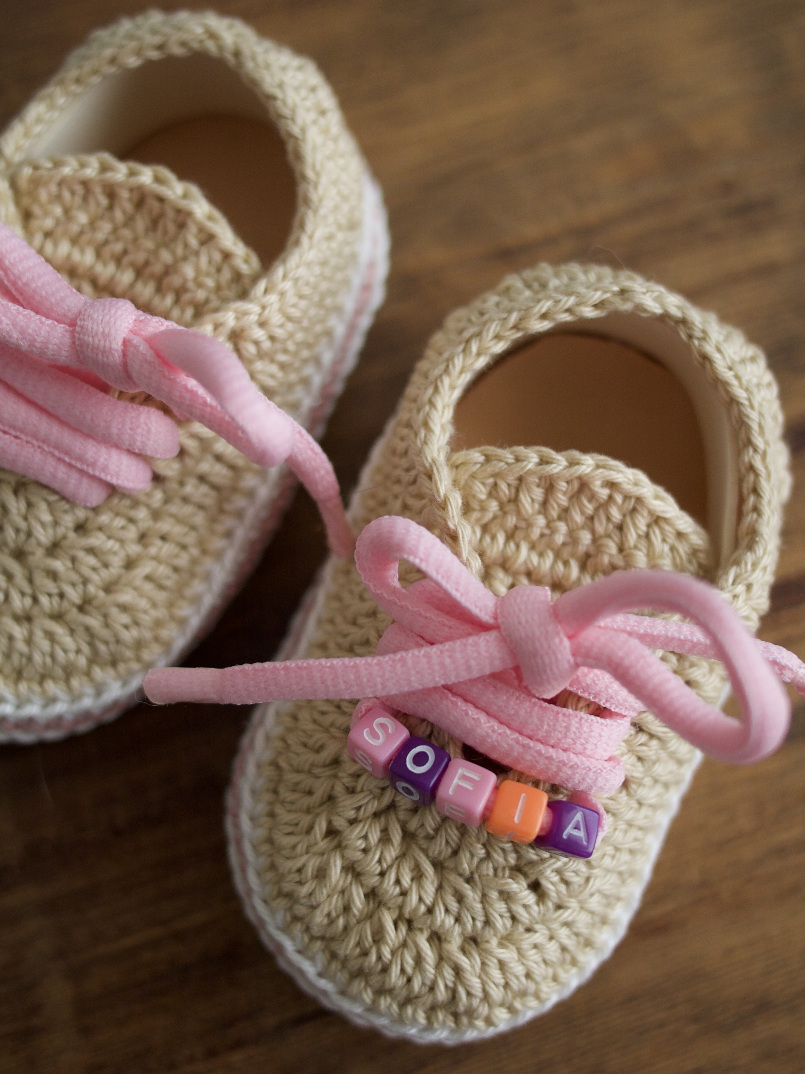 Zapatillas de crochet personalizadas nombre - Bebés 0 - 3 meses