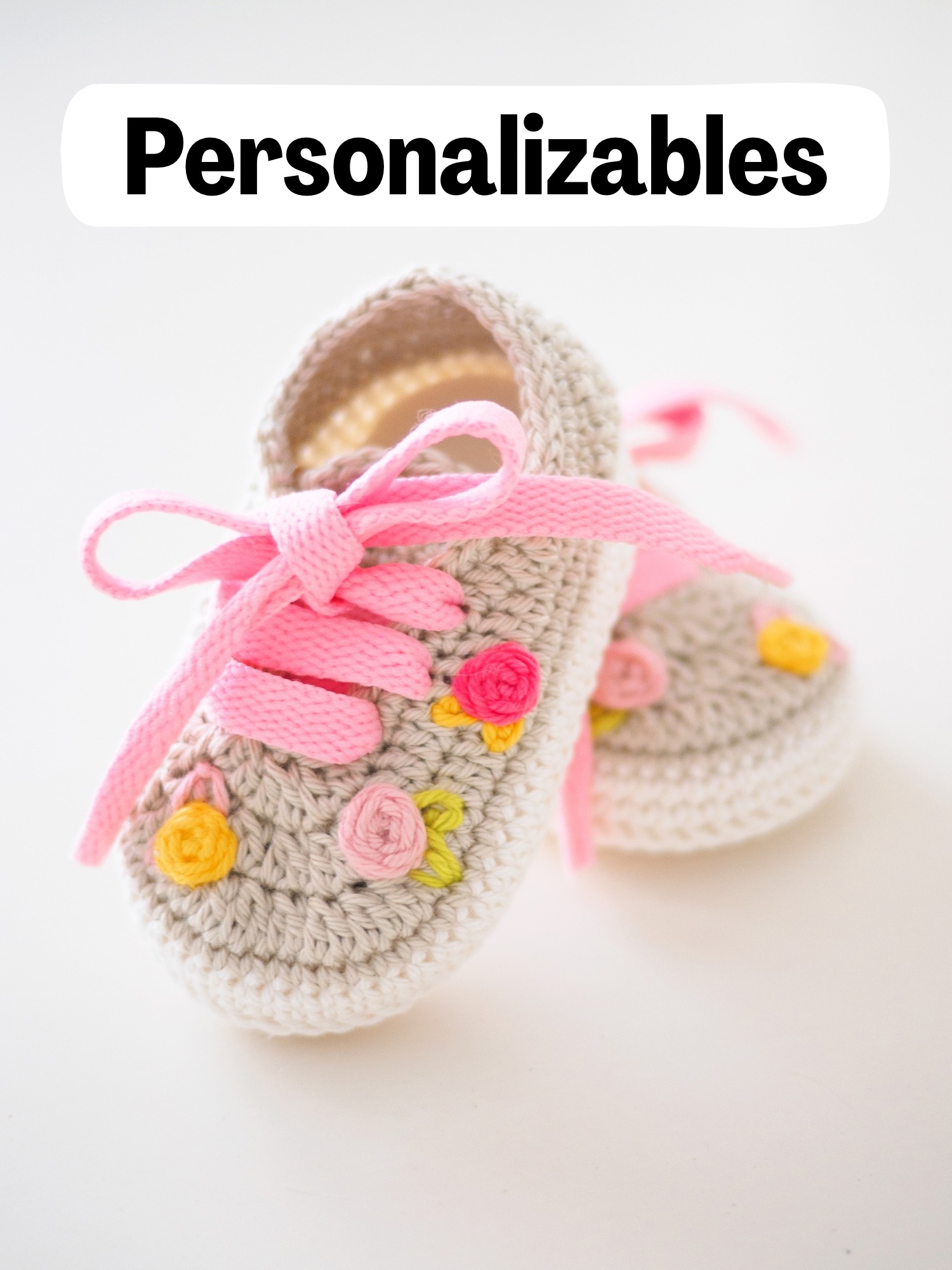 Zapatillas crochet bordadas - Bebés 0 - 3 meses