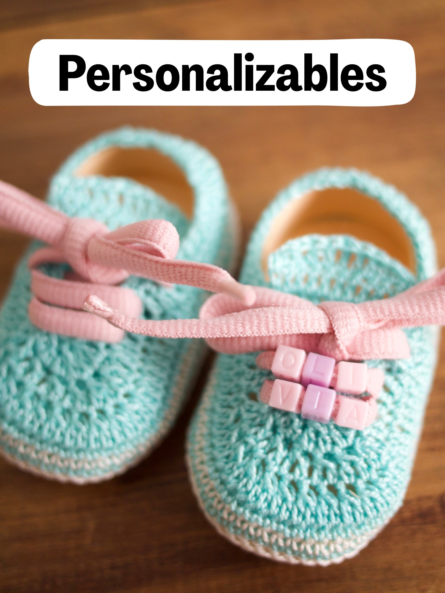 Zapatillas de crochet personalizadas nombre - Bebés 0 - 3 meses