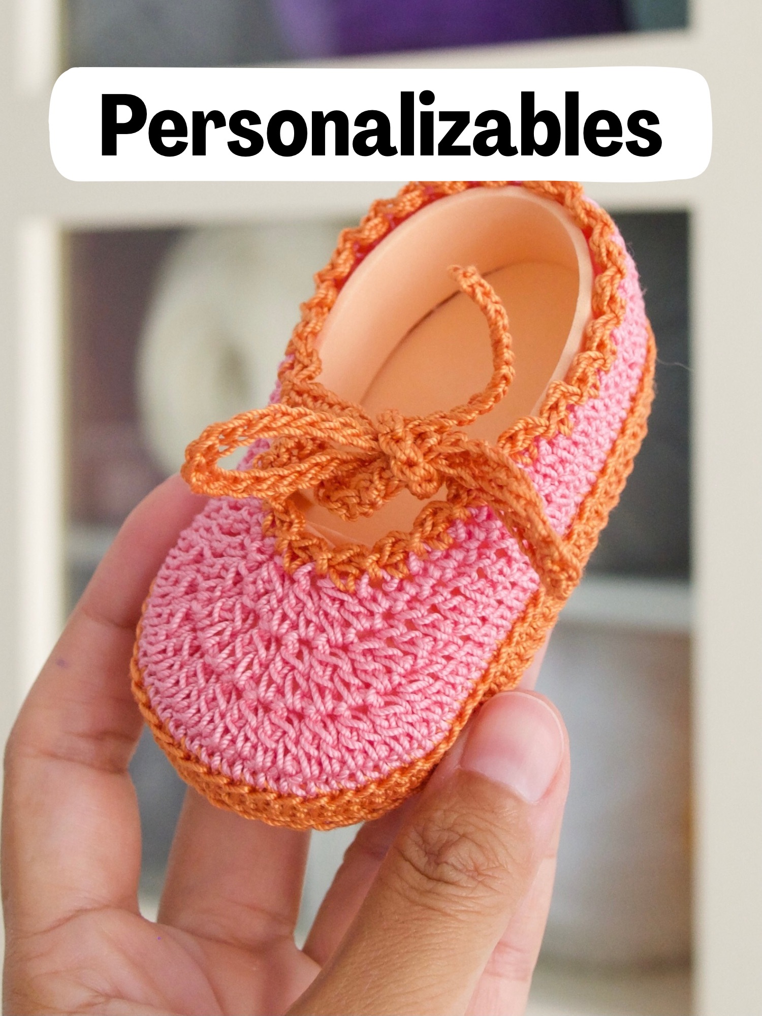 Zapatillas básicas crochet con lazada - Bebés 0 - 3 meses