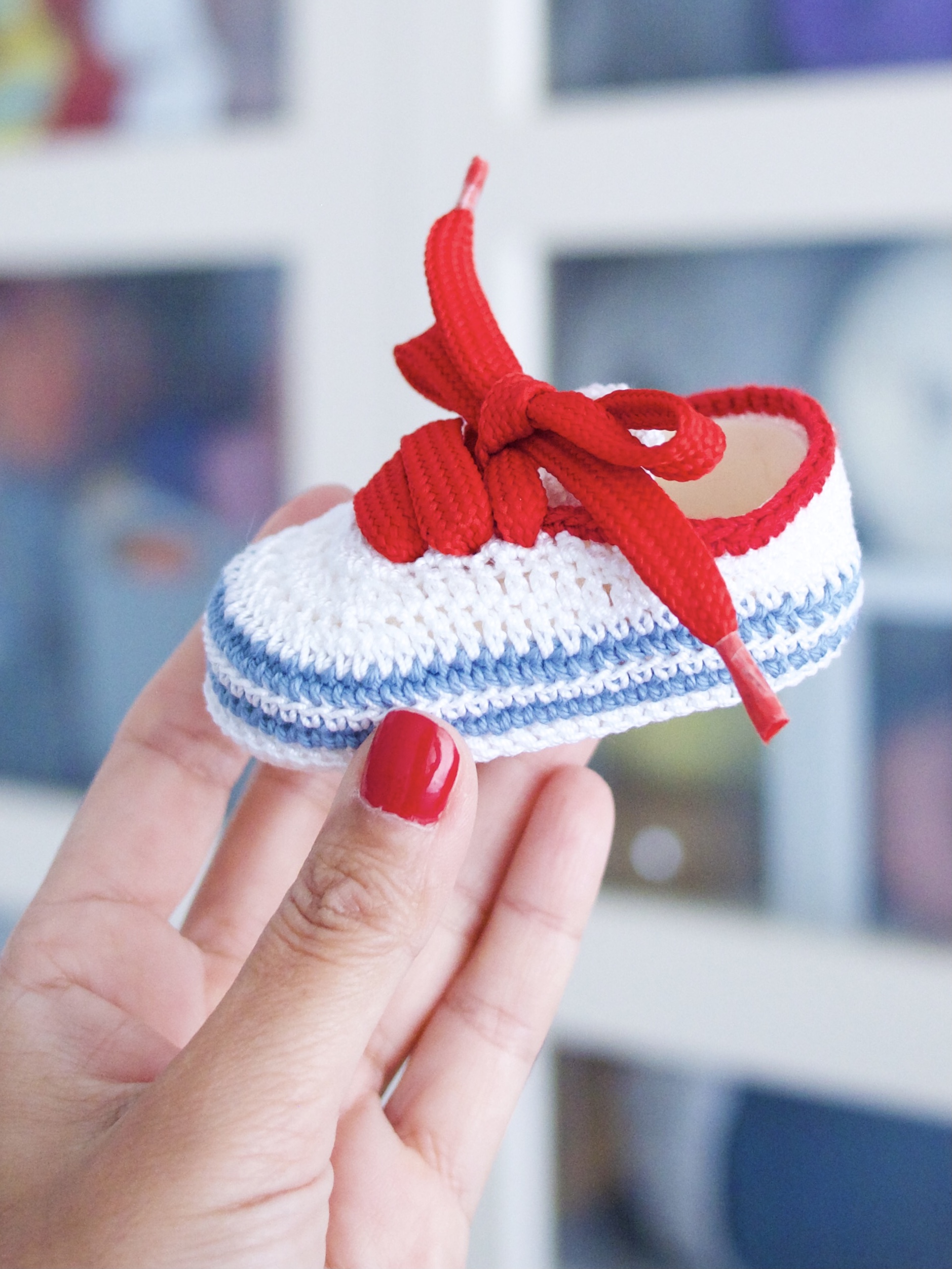 Zapatillas básicas crochet con cordón - Bebés 0 - 3 meses