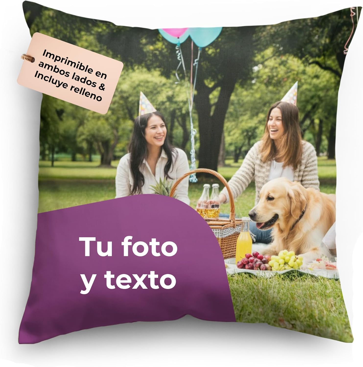 Cojín Personalizado con Foto o Texto, 35,6 × 35,6 cm, Impresión a Doble Cara, Almohada Decorativa para el Hogar