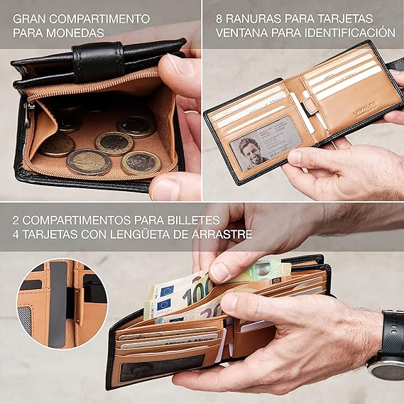 Carteras Lavalen® Para Hombre Con Protección RFID en Piel Auténtica