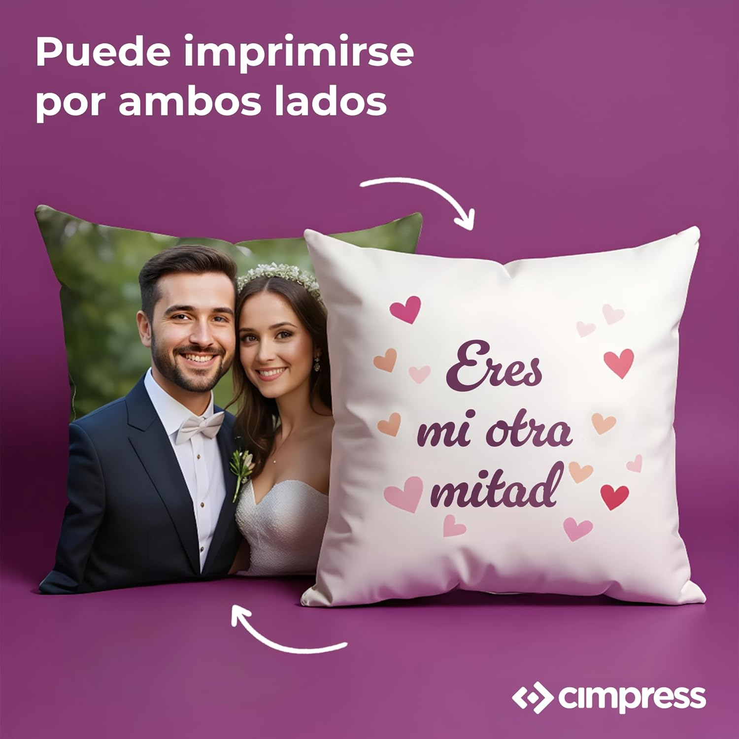 Cojín Personalizado con Foto o Texto, 35,6 × 35,6 cm, Impresión a Doble Cara, Almohada Decorativa para el Hogar