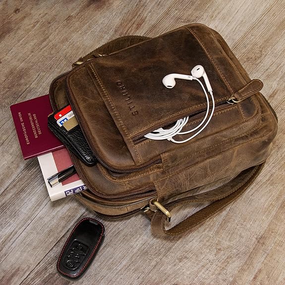 Stilord ´´Salva´´ Bolso de Hombro de Piel Para Hombre 