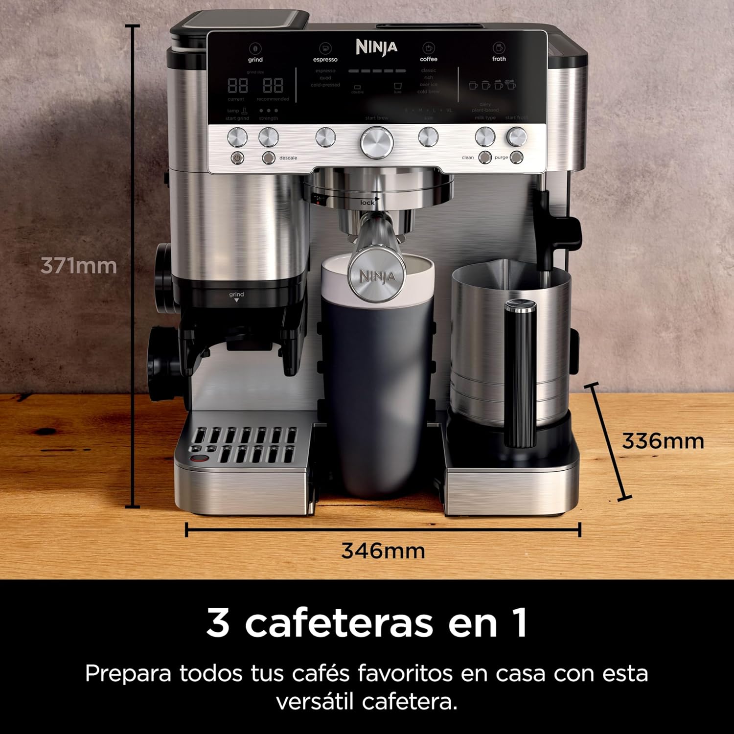 Ninja Luxe Premier Cafetera 3 en 1 Para Latte, Cappuccino, Cold Brew y Espresso