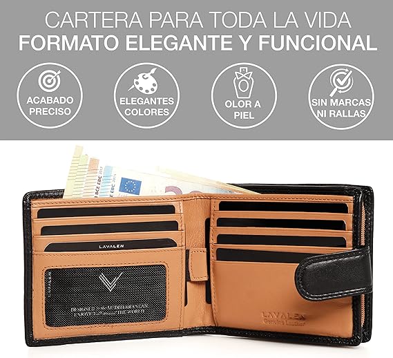 Carteras Lavalen® Para Hombre Con Protección RFID en Piel Auténtica