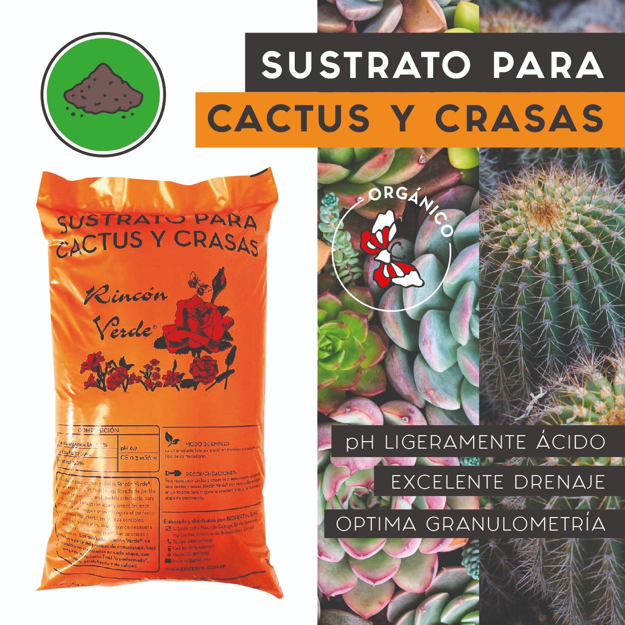 Sustrato para cactus y crasas Rincón Verde