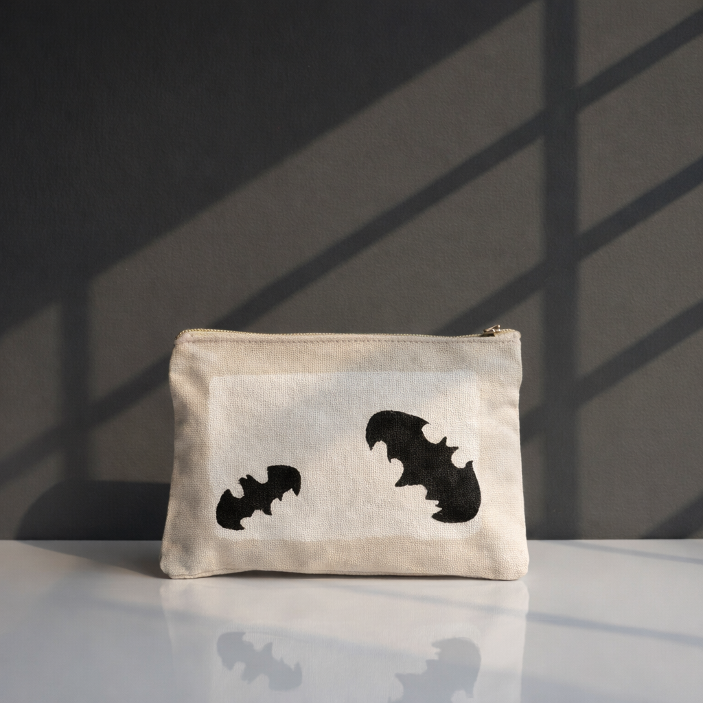 Canvas Bat Print Pouch