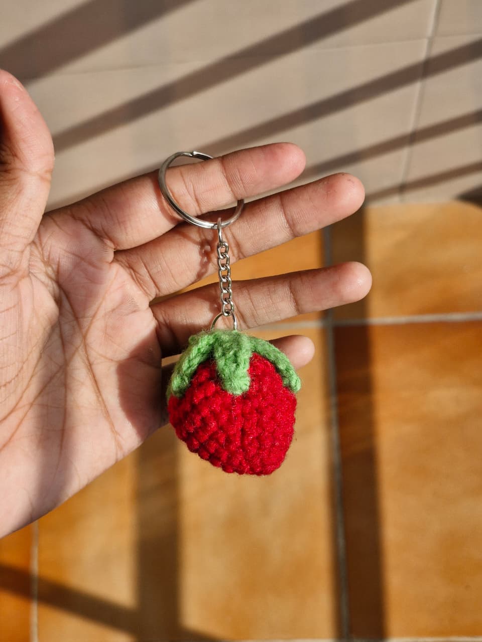 Strawberry Crochet Keychain